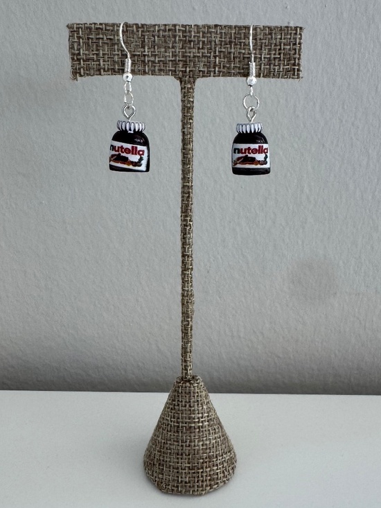 Handmade Jewelry - Handmade Chocolate Hazelnut Spread Drop Earrings | Novelty Food Jewelry